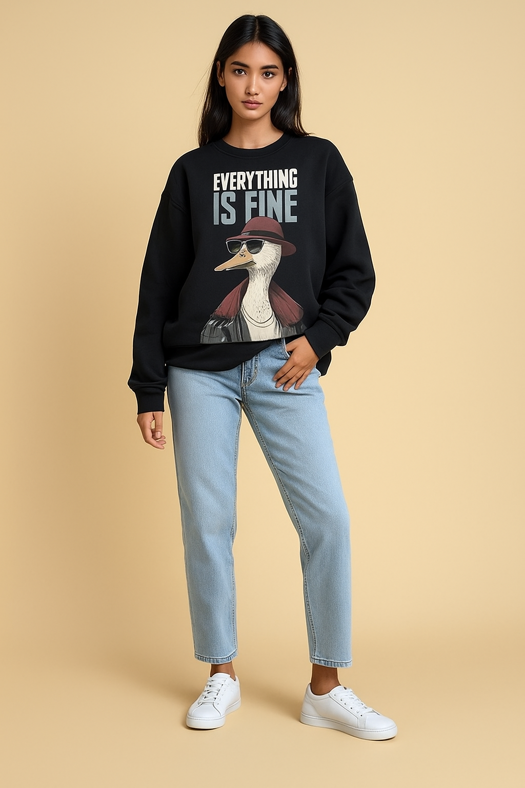 Everything Is Fine” Oversized Graphic Sweatshirt – 400 GSM Premium Heavyweight