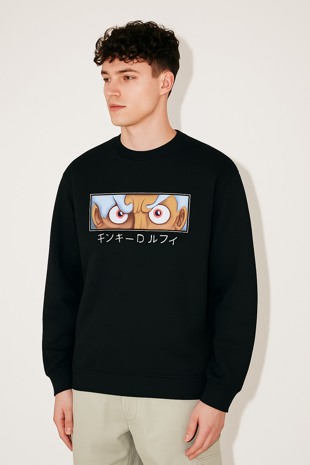 Men One Piece Luffy Gear 5 Anime Printed Cotton Sweatshirt