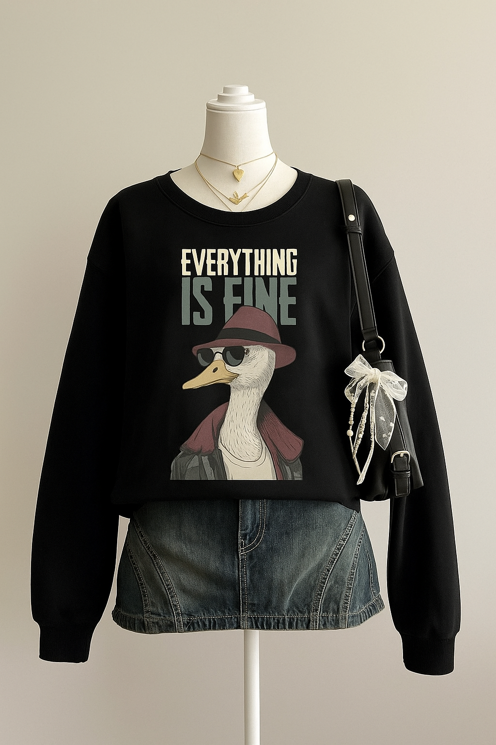 Everything Is Fine” Oversized Graphic Sweatshirt – 400 GSM Premium Heavyweight
